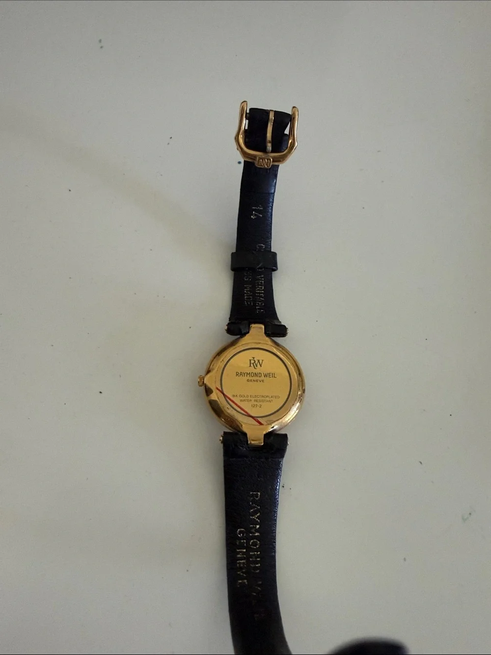 RW&CO. Gold-Tone Dial Men's Watch with Black Leather Strap